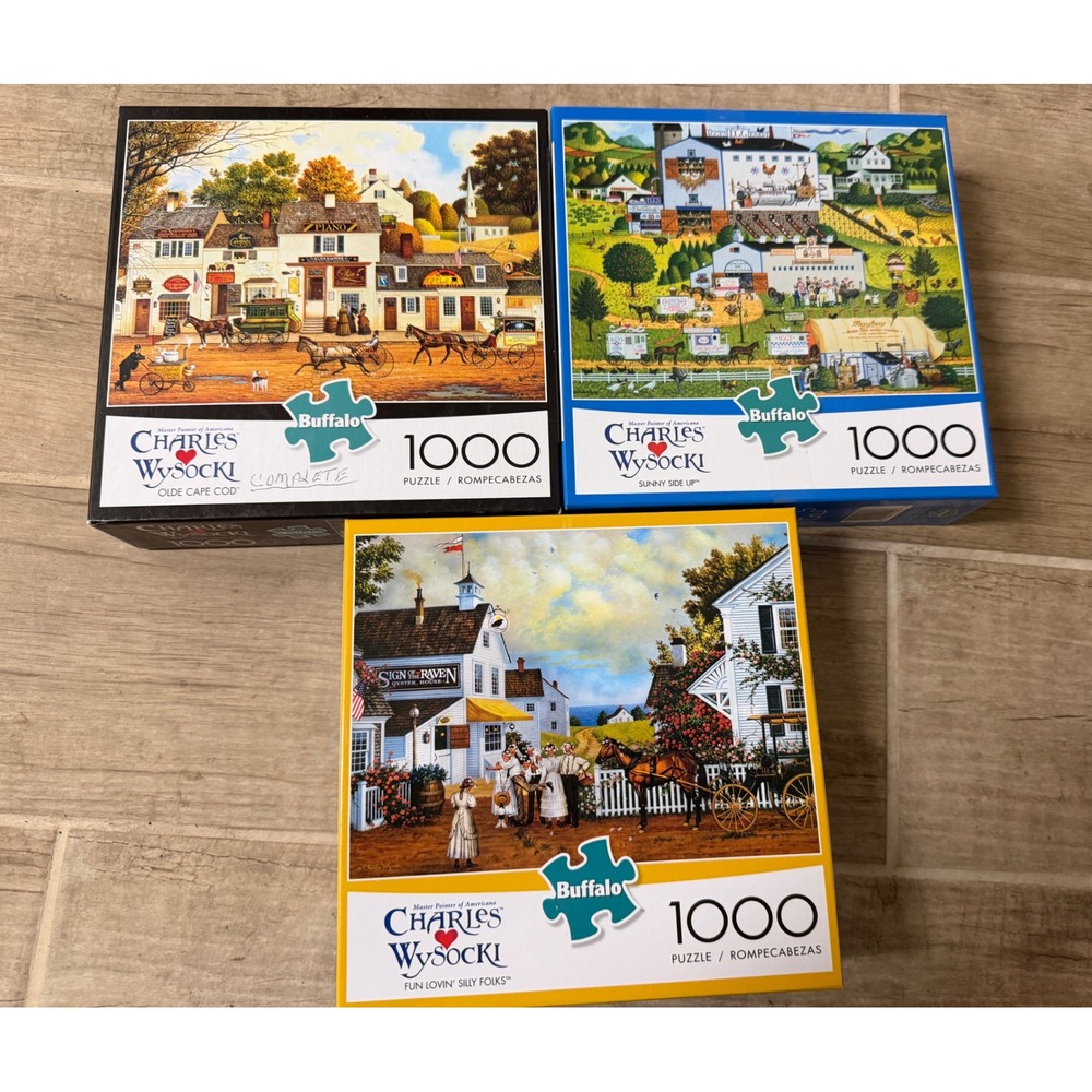 Buffalo Games Charles Wysocki Jigsaw Puzzle Lot of 3 1000 pc folk art puzzles